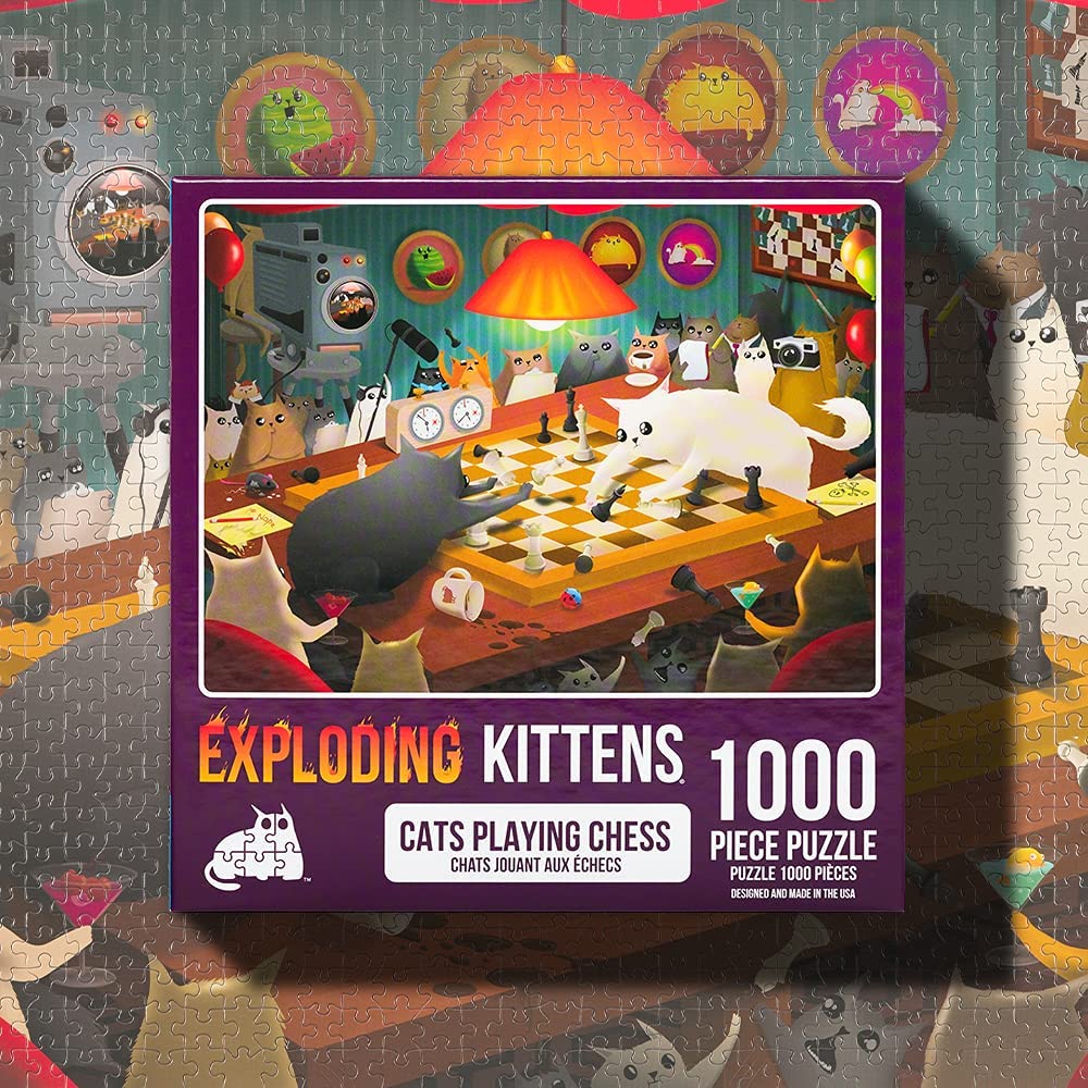 Exploding Kittens Cats Playing Chess 1000 Piece Jigsaw Puzzle All Jigsaw Puzzles