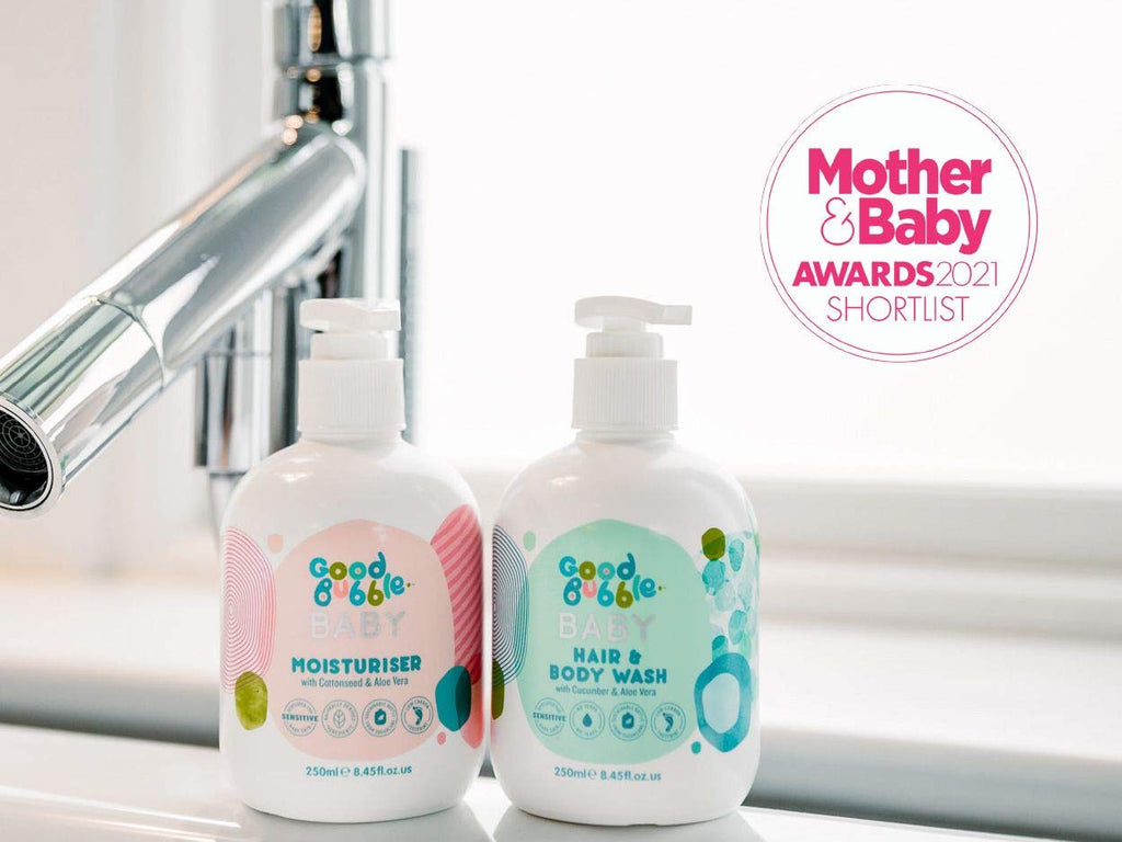 Good Bubble Baby Hair &amp; Body Wash - made with soothing cucumber and aloe vera to help cleanse and hydrate delicate baby skin. 250ml.