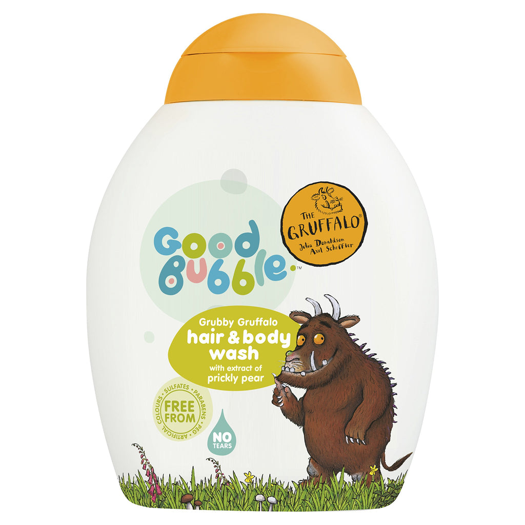 Good Bubble the Gruffalo Hair and Body Wash - a gorgeous hair and body wash packed with real prickly pear extract and contains at least 98% naturally derived ingredients to help nourish young hair and maintain the skin’s natural moisture.