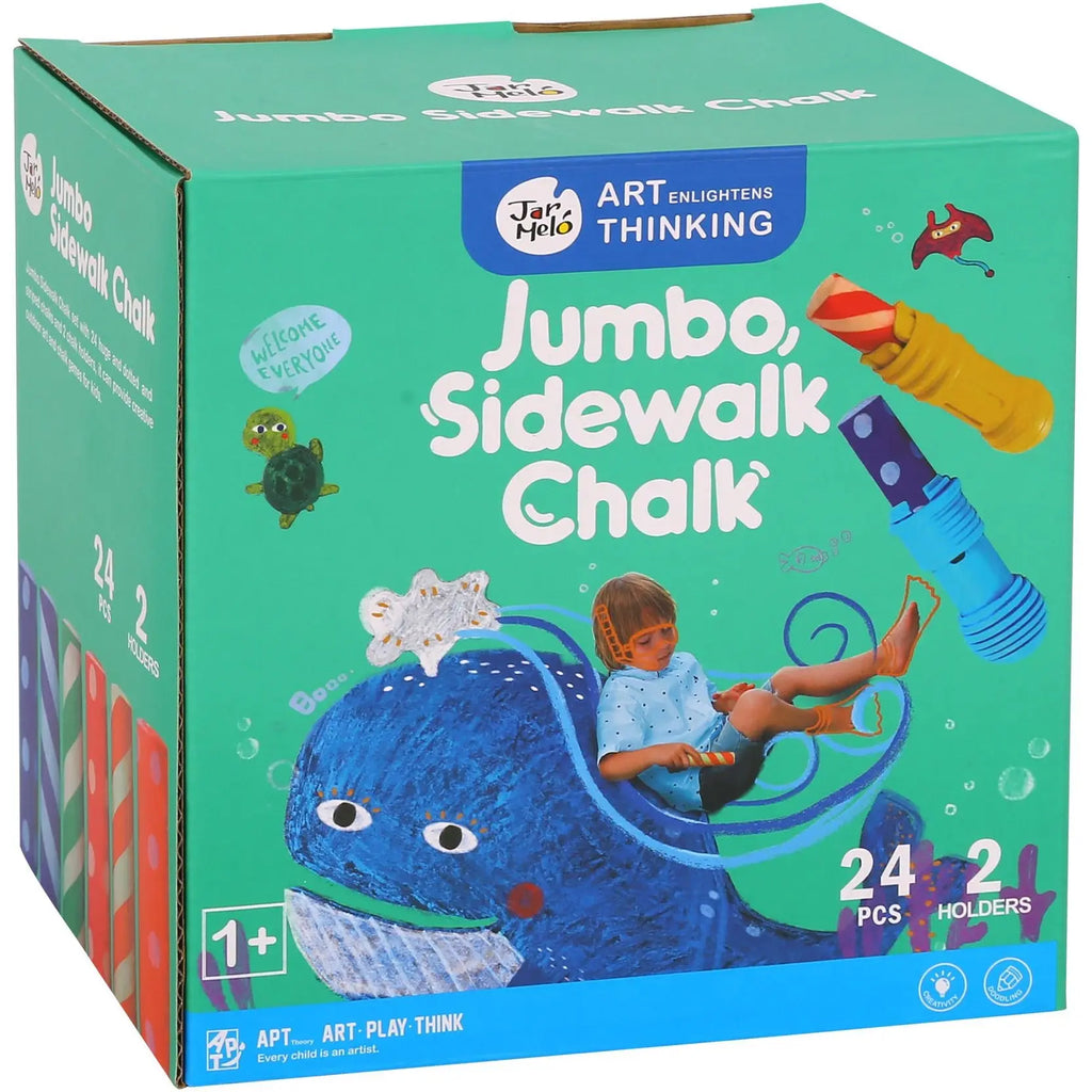 Jar Melo Super Jumbo Crayons - a 24 colour kit with 2 holders with 24 bi-coloured pieces of chalk. Sold by Say It Baby Gifts