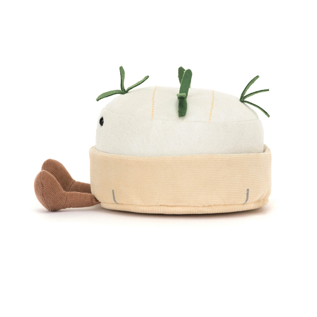 Jellycat Amuseable Camembert a2cam -  soft toy cheese iwith rosemary springs - side