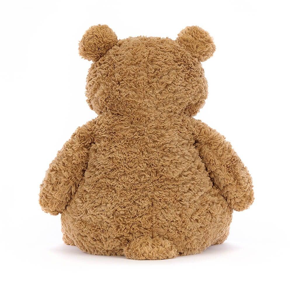 Squeezy, squashy and super cuddly, Bartholomew bear by Jellycat is a tubby little bear with the softest fur, and a little chocolate brown nose.