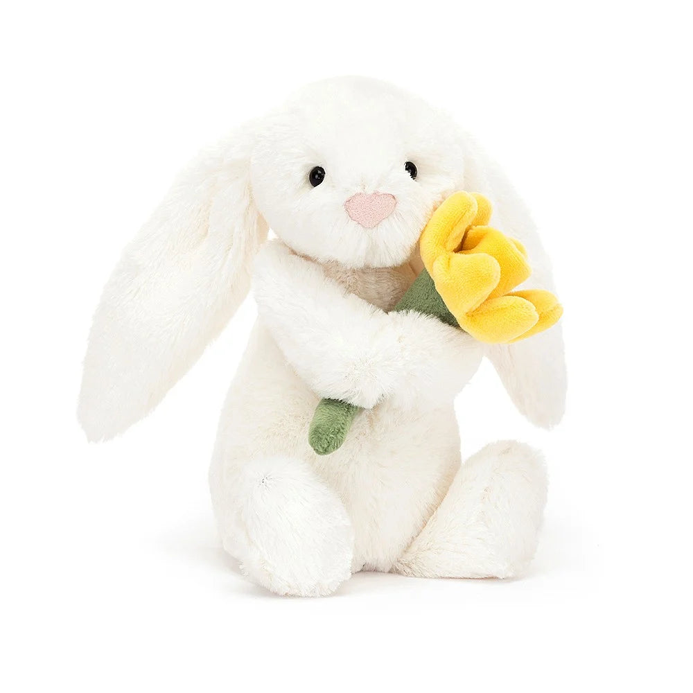 Jellycat Bashful Bunny With Daffodil. BB6DF Say It Gifts  clutching flowers