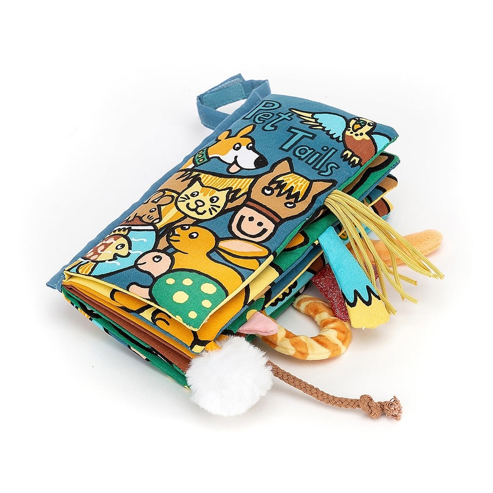 Jellycat Pet Tails Book. BK4PT. This fantastic Pet Tails book by Jellycat is full of bright colours, textures and tails!