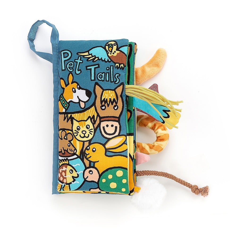 Jellycat Pet Tails Book. BK4PT. This fantastic Pet Tails book by Jellycat is full of bright colours, textures and tails!