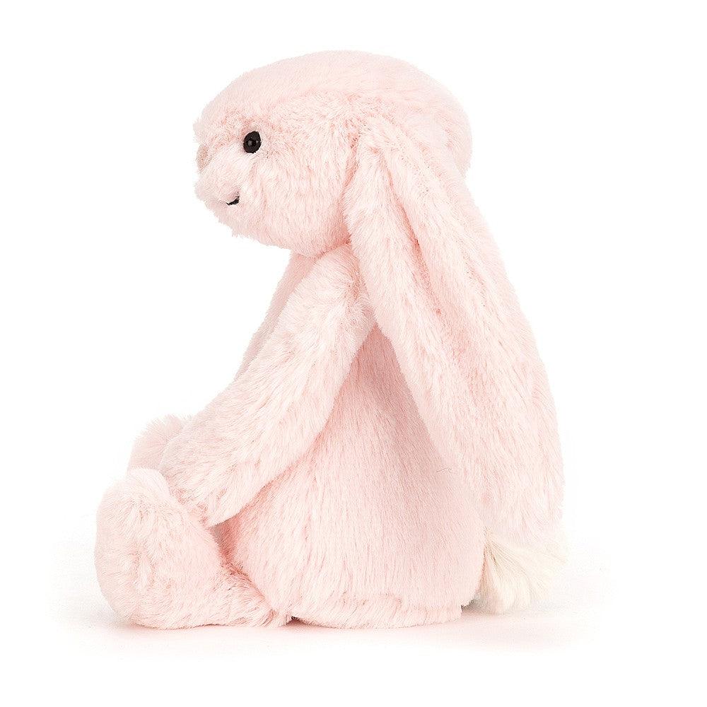 Jellycat Pink Bashful Bunny Rattle. Soft and soothing, this best-selling pink Jellycat bunny is an adorable new baby girl gift. SBB444PN Sold by Say It Baby Gifts - side
