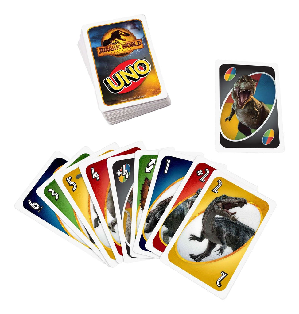 Jurassic World Dominion UNO. Sold by Board Hoarders