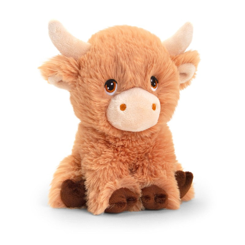 Keeleco Shaggy Highland Cow (18cm) Plush toy highland cow on a white background