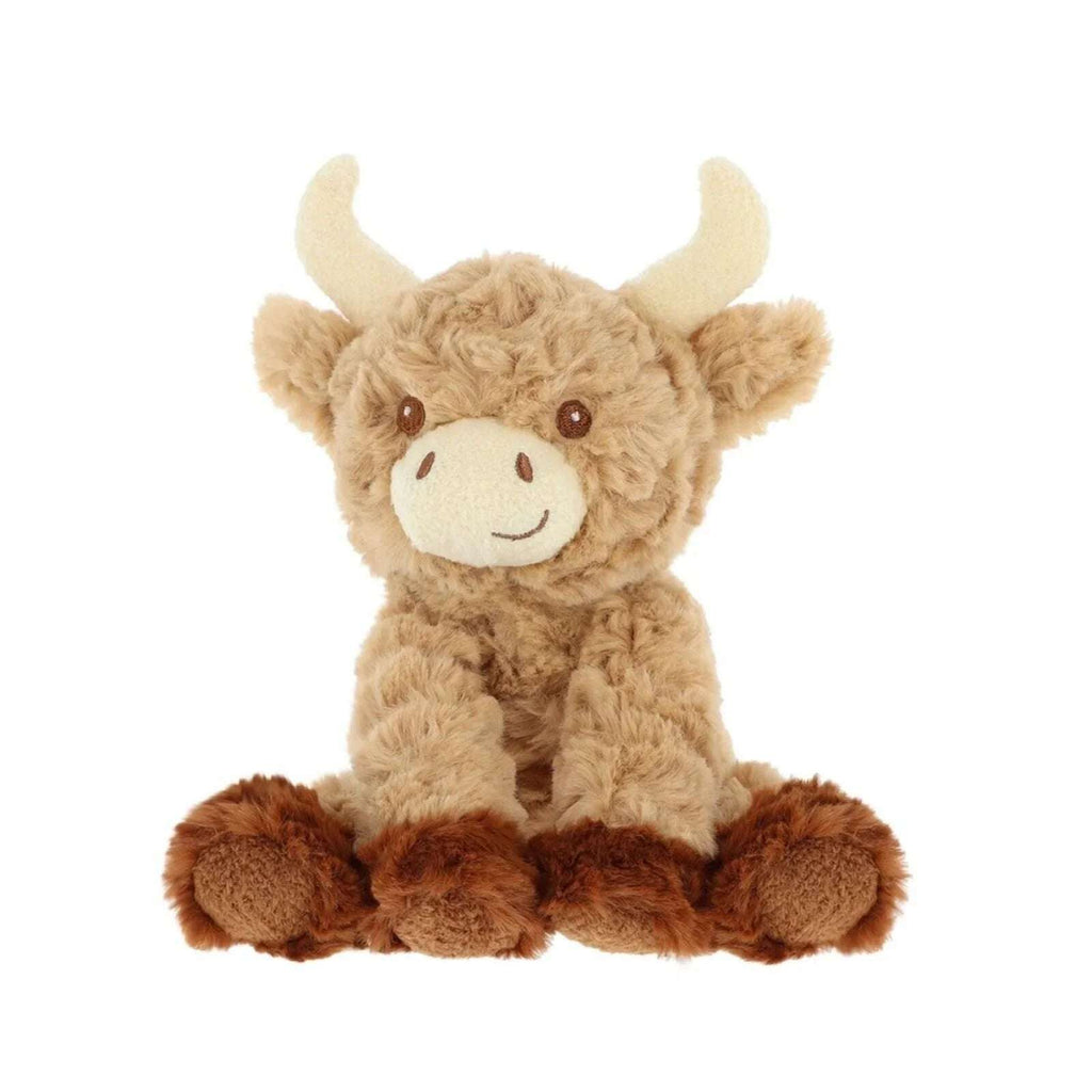 Keeleco Hamish Highland Cow (15cm) - a gorgeous super soft little highland cow soft toy in beige and brown.
