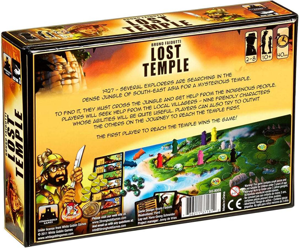 Lost Temple Board Game by White Goblin Games. Sold by Board Hoarders - reverse box
