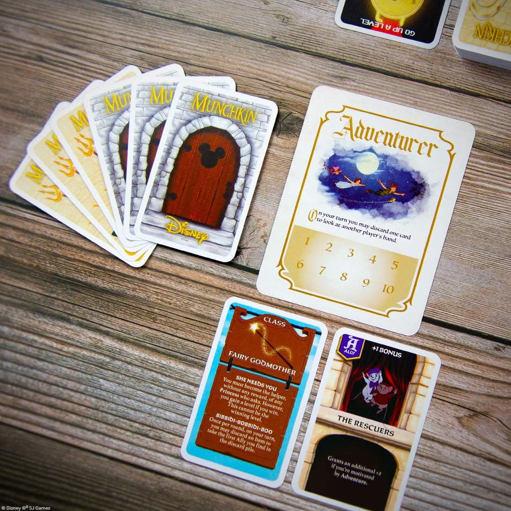 Munchkin Disney Card Game - table with cards