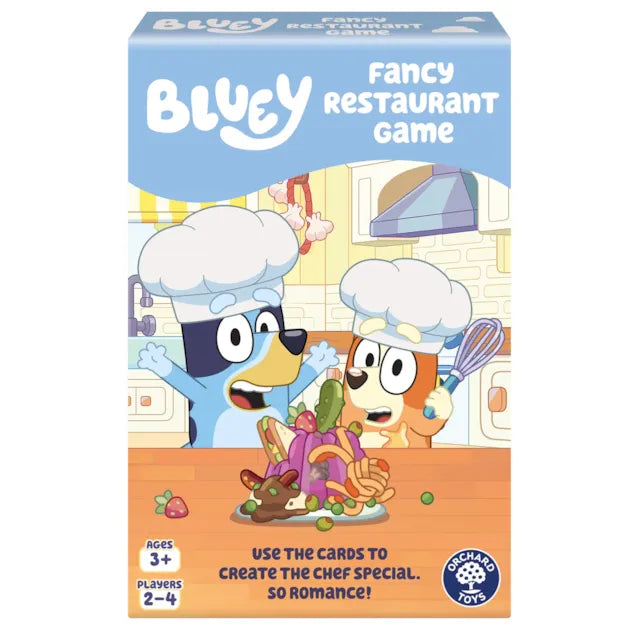 Bluey Fancy Restaurant Game - recreate the fun of Bluey's "Fancy Restaurant" episode with Bluey and Bingo!