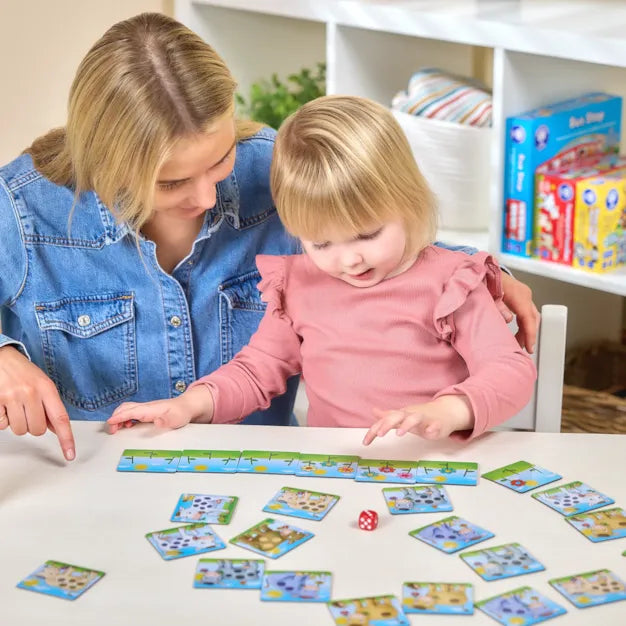 Orchard Toys Spotty Cows Game - child and parent playing game