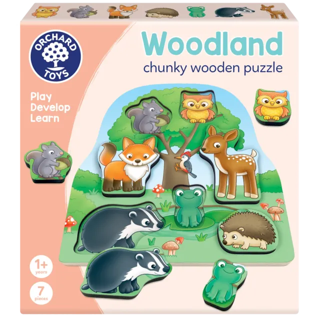 Orchard Toys Woodland Chunky Wooden Puzzle - featuring wooden animals