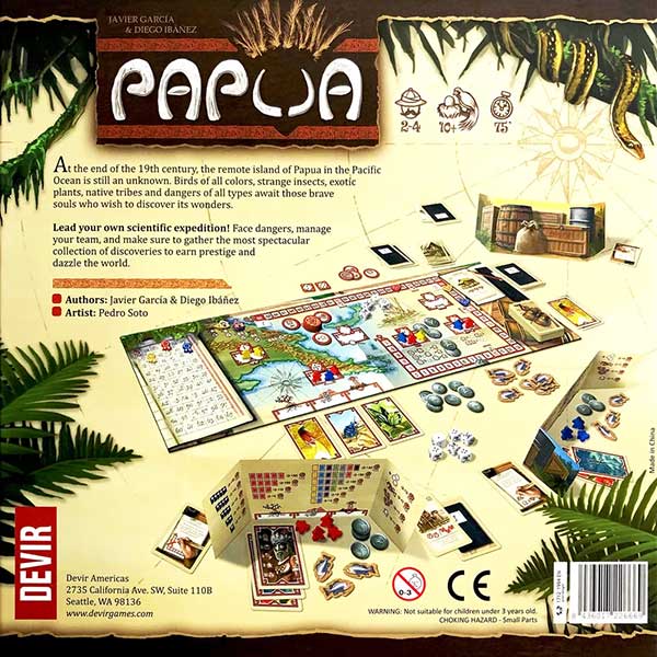 Papua worker placement game by Devir. Sold by Board Hoarders