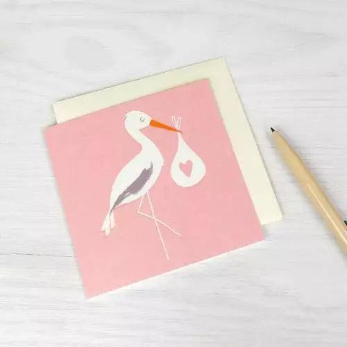 Pink Baby Bundle Stork Card