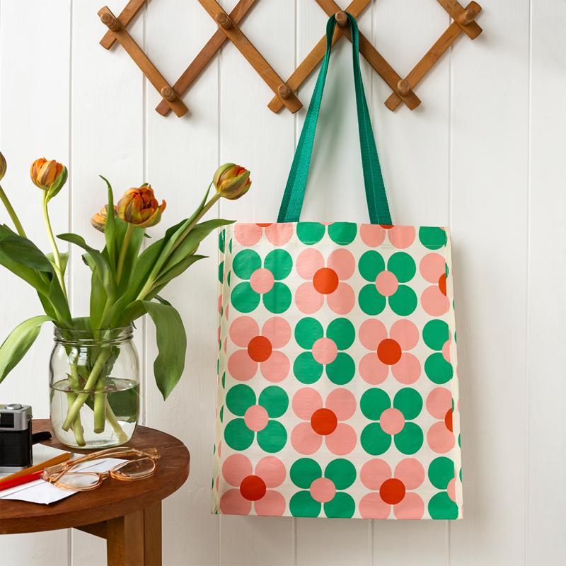 Rex London Pink and Green Daisy Shopping Bag. Sold by Say It Gifts