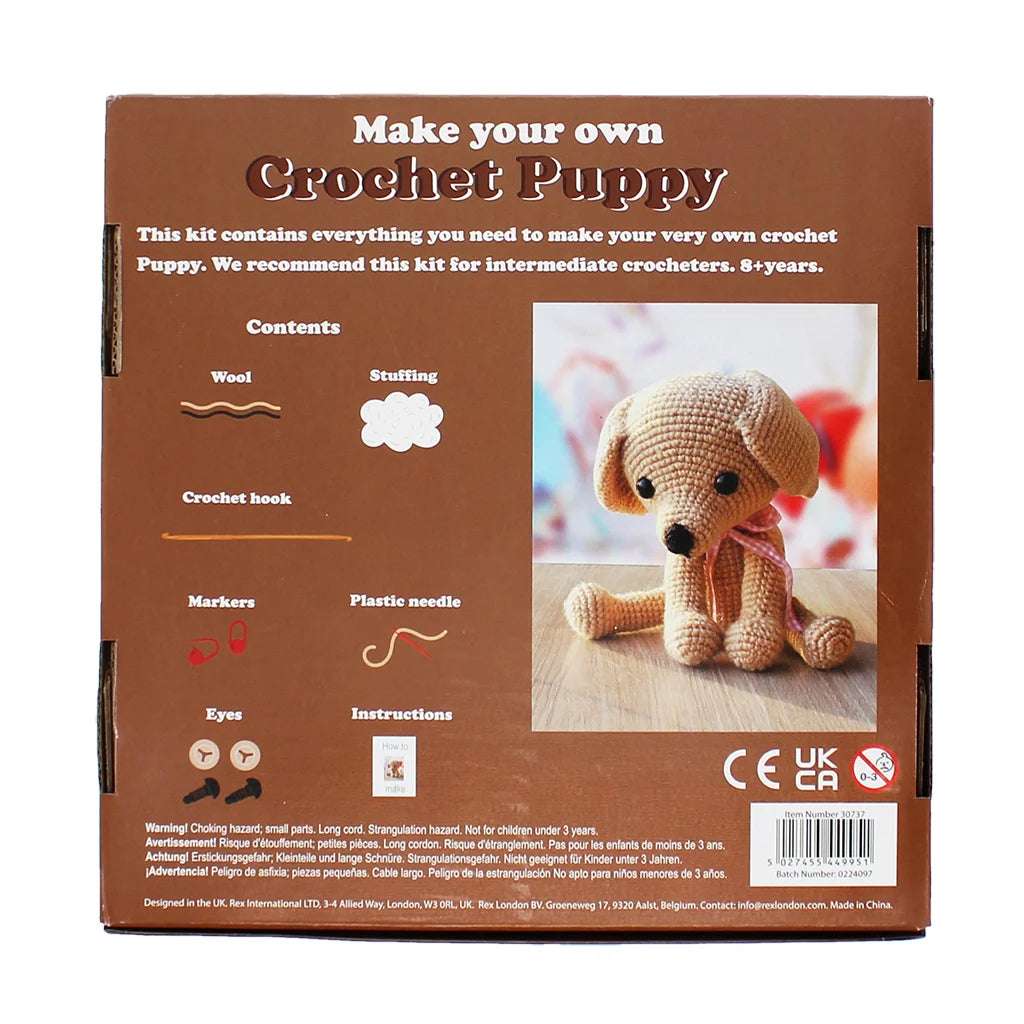 Rex London Make Your Own Crochet Animal Kit - Puppy - back box