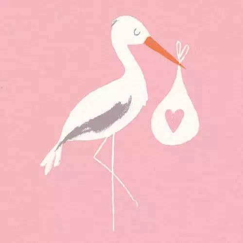 Pink Baby Bundle Stork Card