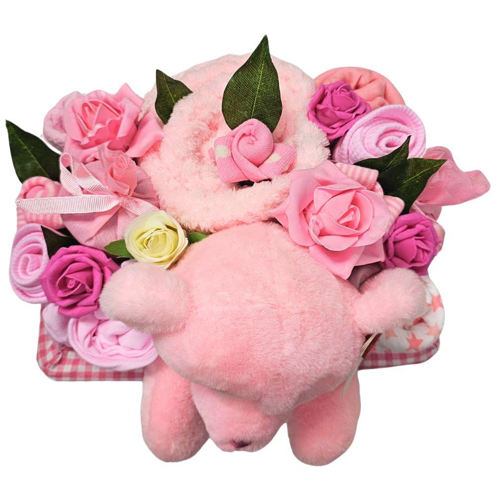 Deluxe Baby Girl Gift Flower Basket by Say It Baby Gifts. Handmade and unique new baby girl gift