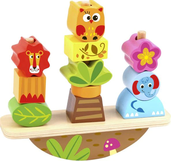 Tooky Toy Wooden Animals Balance Stacker - a fantastic two-in-one balancing game and threading activity toy! Sold by Say It Baby Gifts