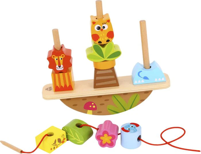 Tooky Toy Wooden Animals Balance Stacker - a fantastic two-in-one balancing game and threading activity toy! Sold by Say It Baby Gifts