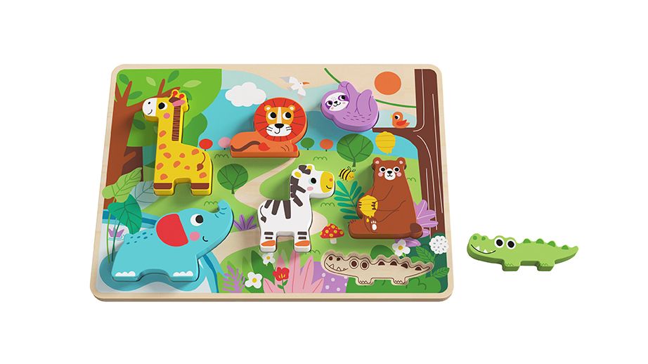 Tooky Toy Wooden Animal Chunky Puzzle Say It Baby Gifts