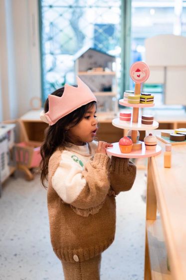 Tooky Toy Wooden Dessert Stand - get ready for afternoon tea fun! Sold by Say It Baby Gifts