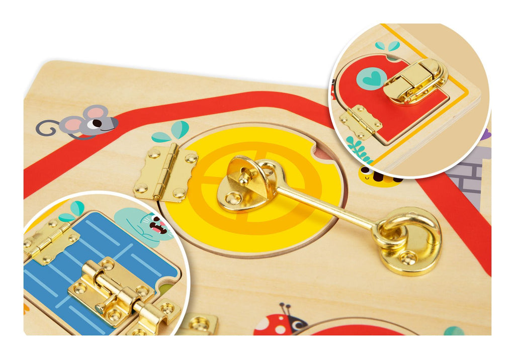 Tooky Toys Wooden Latches Activity Board Sold by Say It Baby Gifts