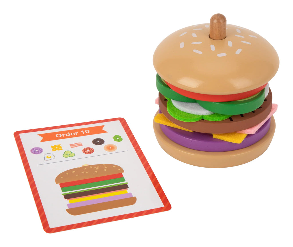 Run your own Tooky Toy burger joint with their wooden Making a Burger set! Sold by Say It Baby Gifts