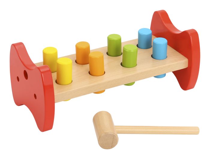 Tooky Toy Wooden Pound Bench - this easy to store wooden pound bench is a must have in the toy box! Sold by Say It Baby Gifts