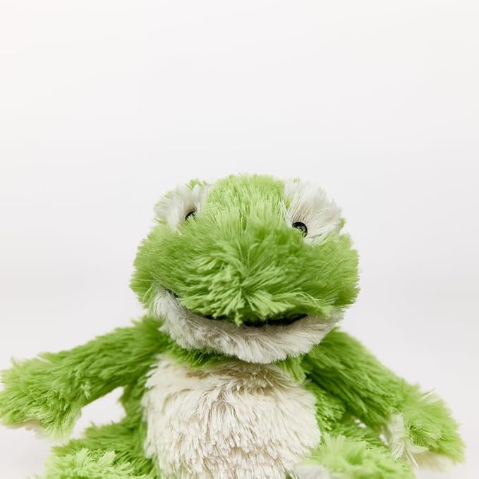 Warmies Mini Frog. Green plush frog toy on a white background