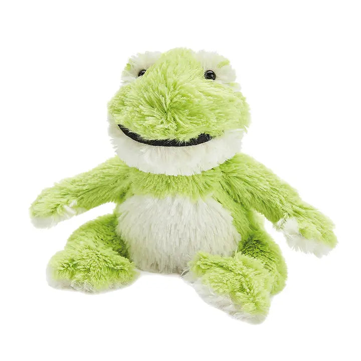 Warmies Mini Frog. Plush frog toy on a white background