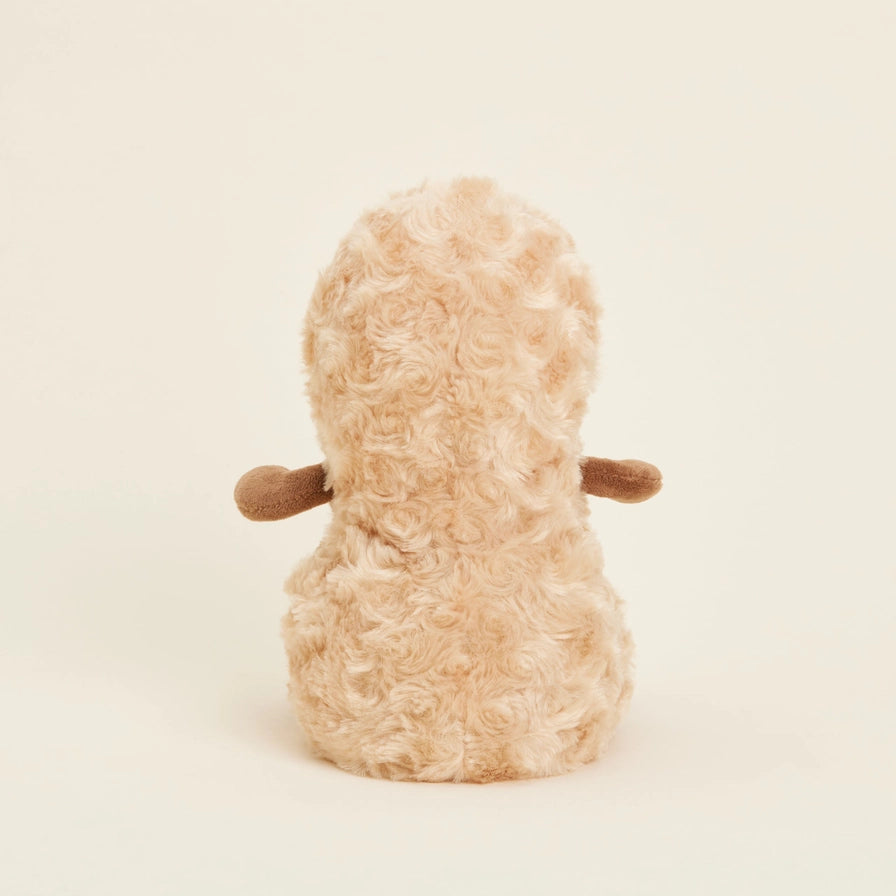 Warmies Peanut - Plush toy peanut with brown feet and arms on a beige background - back view