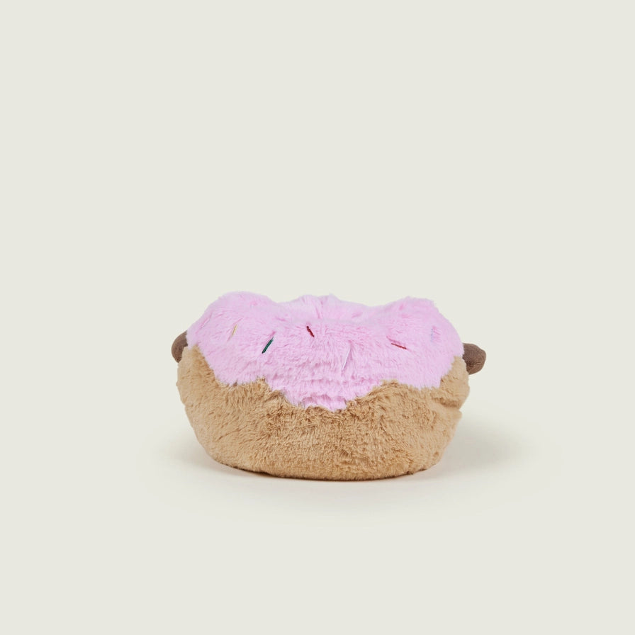 Warmies Mini Donut - Plush toy donut with pink icing and sprinkles with cute feet and hands - back view
