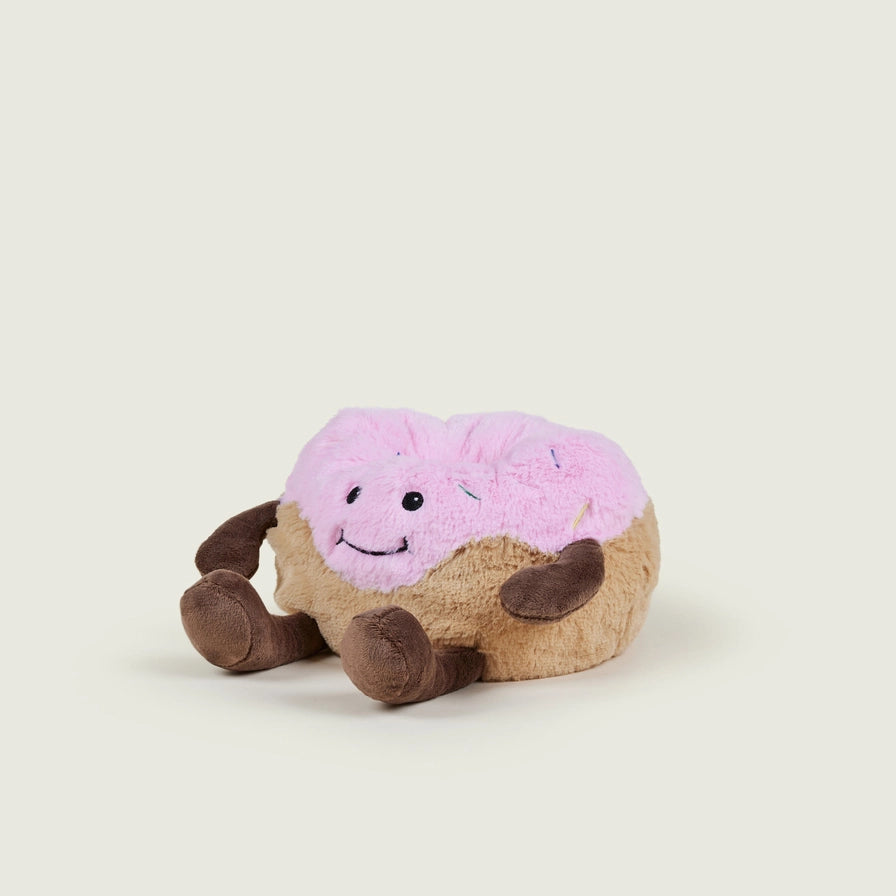 Warmies Mini Donut - Plush toy donut with pink icing and sprinkles with cute feet and hands