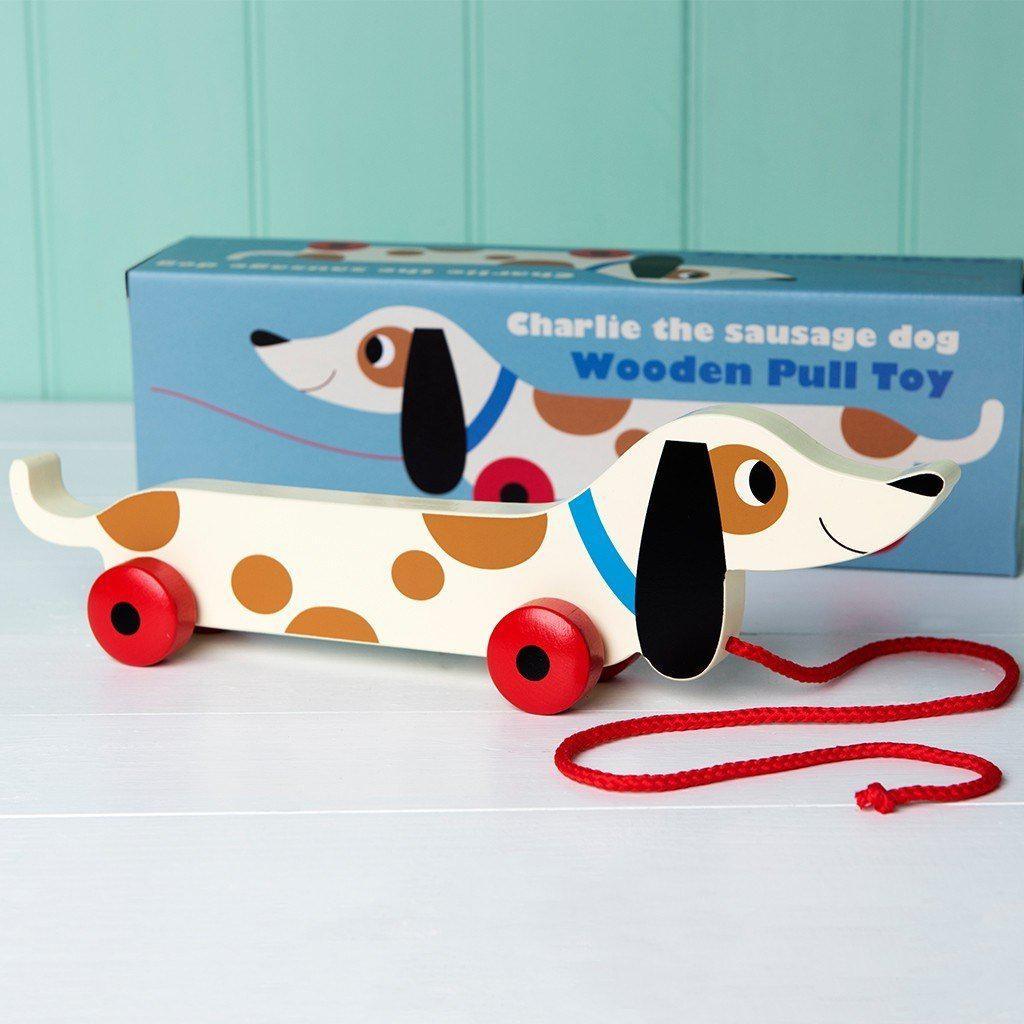Charlie The Sausage Dog Wooden Pull Toy - Say It Baby 