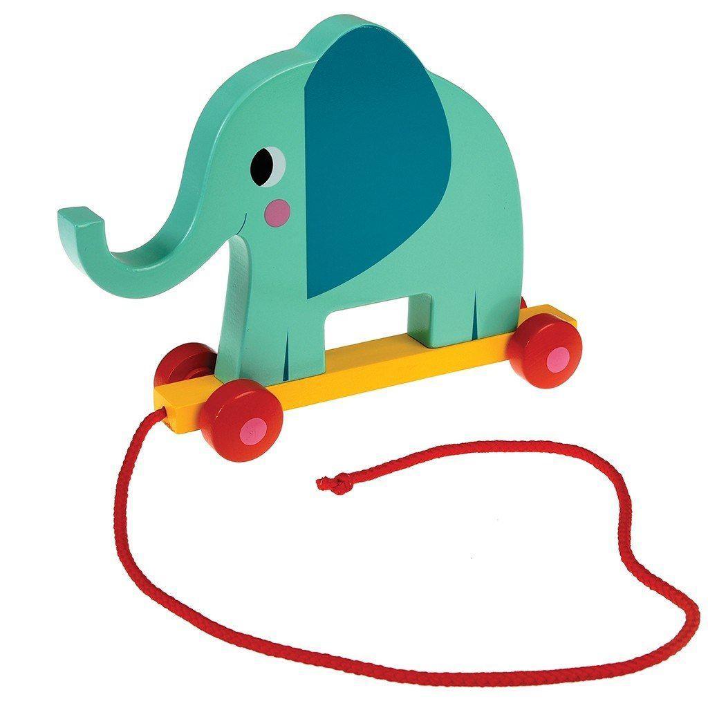 Elvis The Elephant Wooden Pull Toy - Say It Baby 
