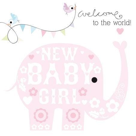 New Baby Girl Elephant Card - Say It Baby 
