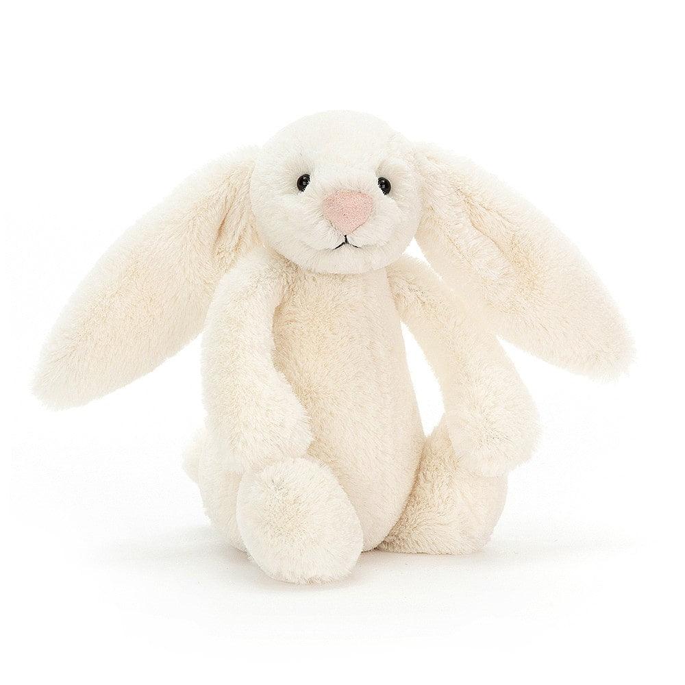 Jellycat Cream Bashful Bunny - Small - Say It Baby. Jellycat Cream Bashful Bunny - Small. This super soft cream Jellycat bunny has gorgeous fur, long floppy ears and a cute bob tail. Bunny really is an ideal first soft toy for a new arrival and is sure to be one of baby's favourites!