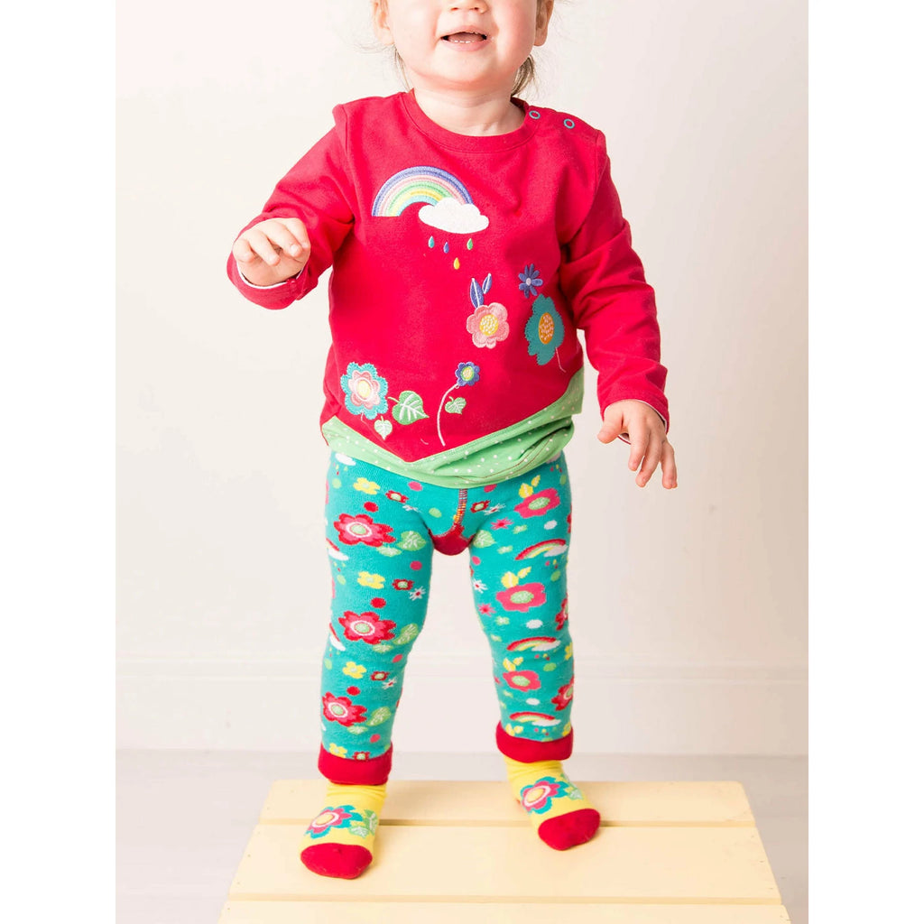Blade & Rose Floral Garden Leggings - bold, bright and fun! These fab leggings feature a gorgeous foral pattern on a bright teal background, with a contrasting magenta pink bum.