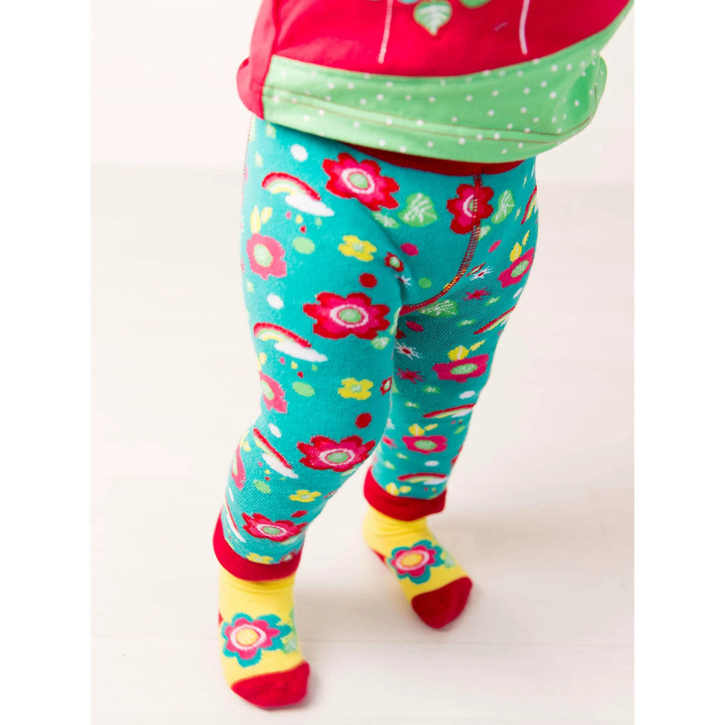 Blade & Rose Floral Garden Leggings - bold, bright and fun! These fab leggings feature a gorgeous foral pattern on a bright teal background, with a contrasting magenta pink bum.