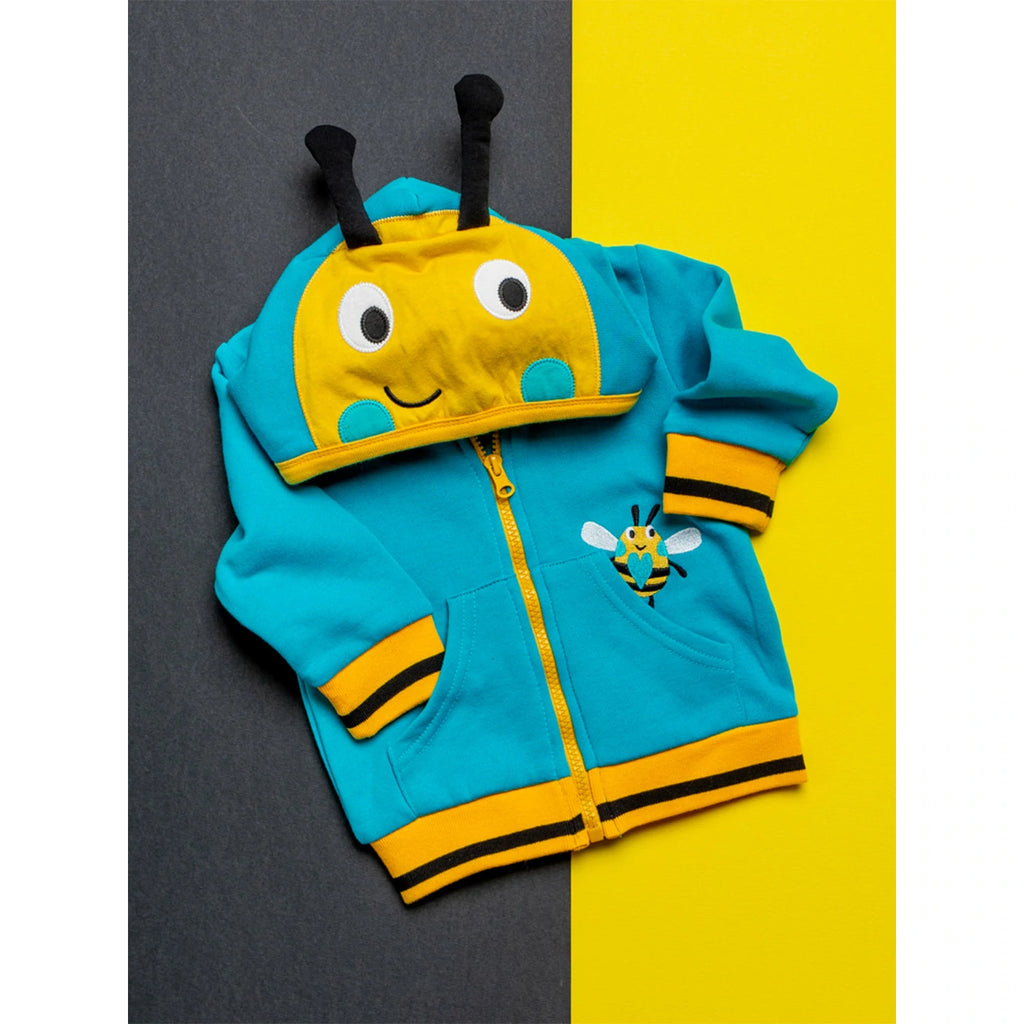 Blade & Rose Buzzy Bee Hoodie - a gorgeous blue and yellow hoodie with a fun Buzzy Bee character on the hood with 3D antenna for buzzing around!