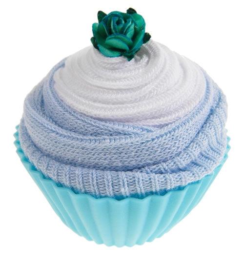 Box of Four Delicious Baby Sock Cupcakes - Blue - Say It Baby 