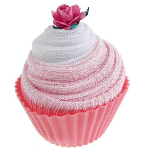 Box of Four Delicious Baby Sock Cupcakes - Pink - Say It Baby 