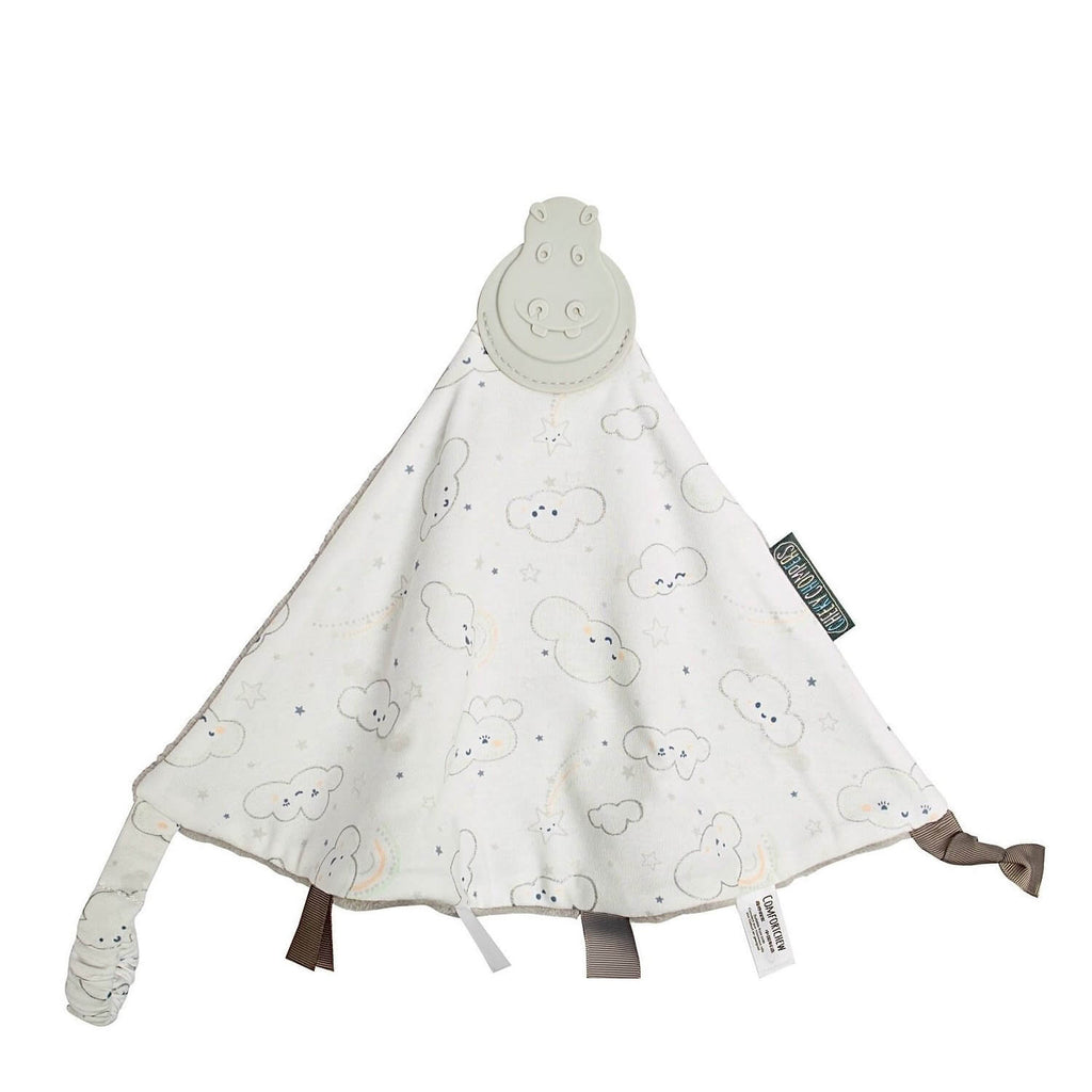 Cheeky Chompers Every Cloud Comforter & Teether. This fab baby comforter by Cheeky chompers is super soft and snuggly and made from 100% cotton in a gorgeous unisex cloud print.