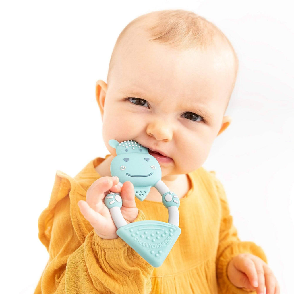 Cheeky Chompers Textured Animal Teether - Chewy the Hippo - Say It Baby 