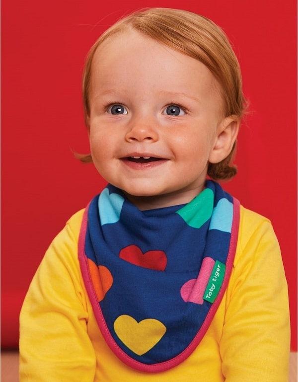 Toby Tiger Organic Heart Dribble Bib - Say It Baby 