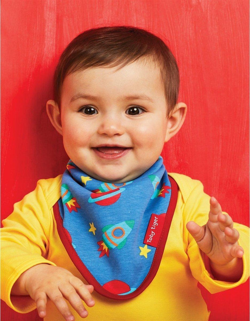 Toby Tiger Organic Space Dribble Bib - Say It Baby 