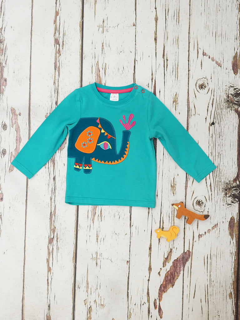 Blade & Rose Ellis The Elephant Top - bold, bright and fun! This gorgeous top has a lovely elephant design with a colour combination of hot pink, dark jade and rustic orange, and complete with embroidered embellishments.. Sold by Say it Baby Gifts